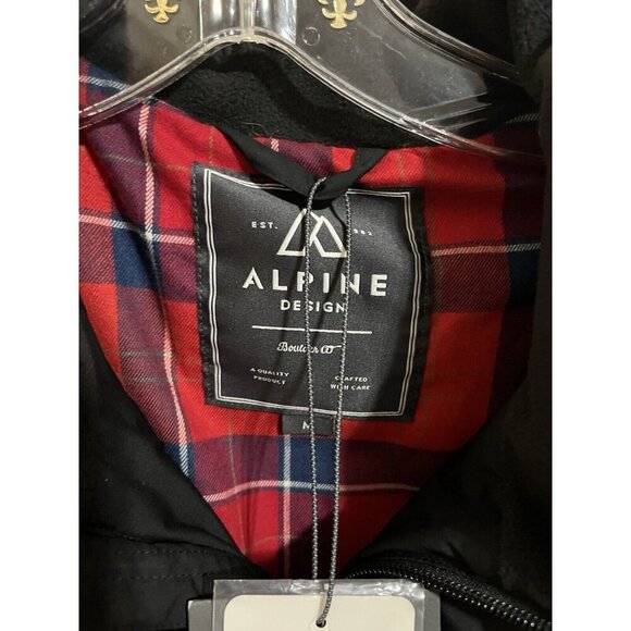 Alpine Design Men's Medium Black Coat NWT Plaid Inside Puffer Hoodless Jacket - Picture 6 of 10